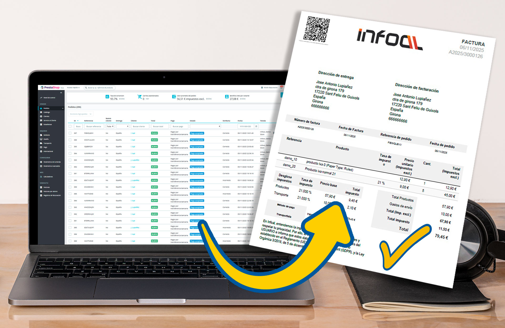 Tus facturas seguirán dentro de tu PrestaShop
