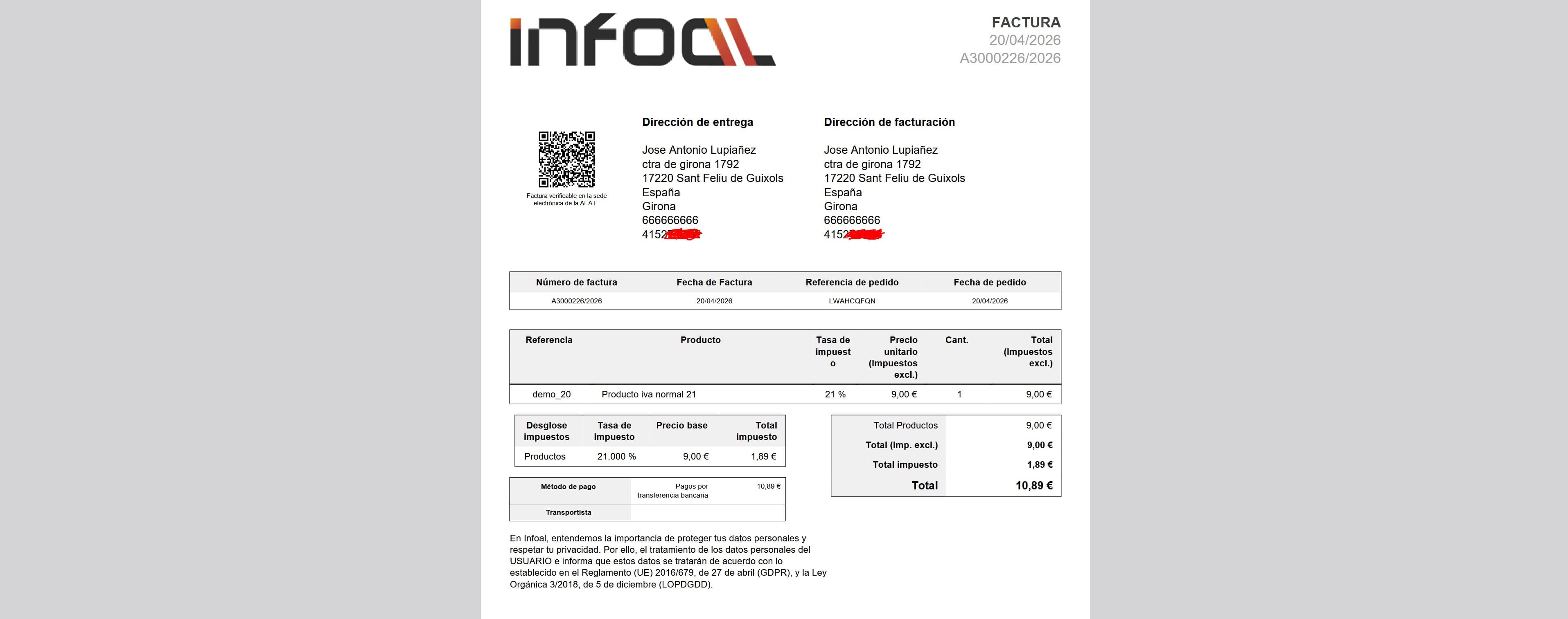 Captura del módulo VeriFactu para PrestaShop - paso 2