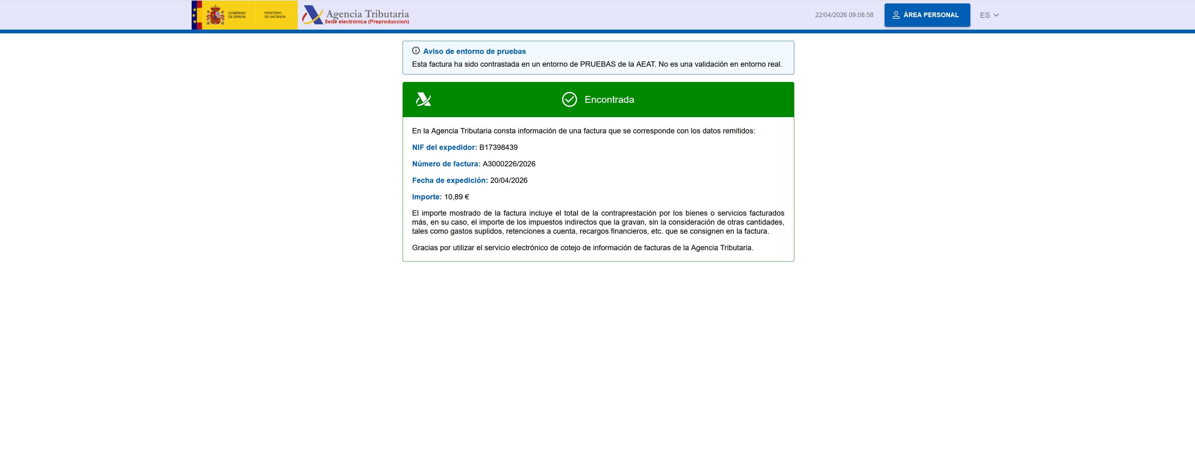 Captura del módulo VeriFactu para PrestaShop - paso 3