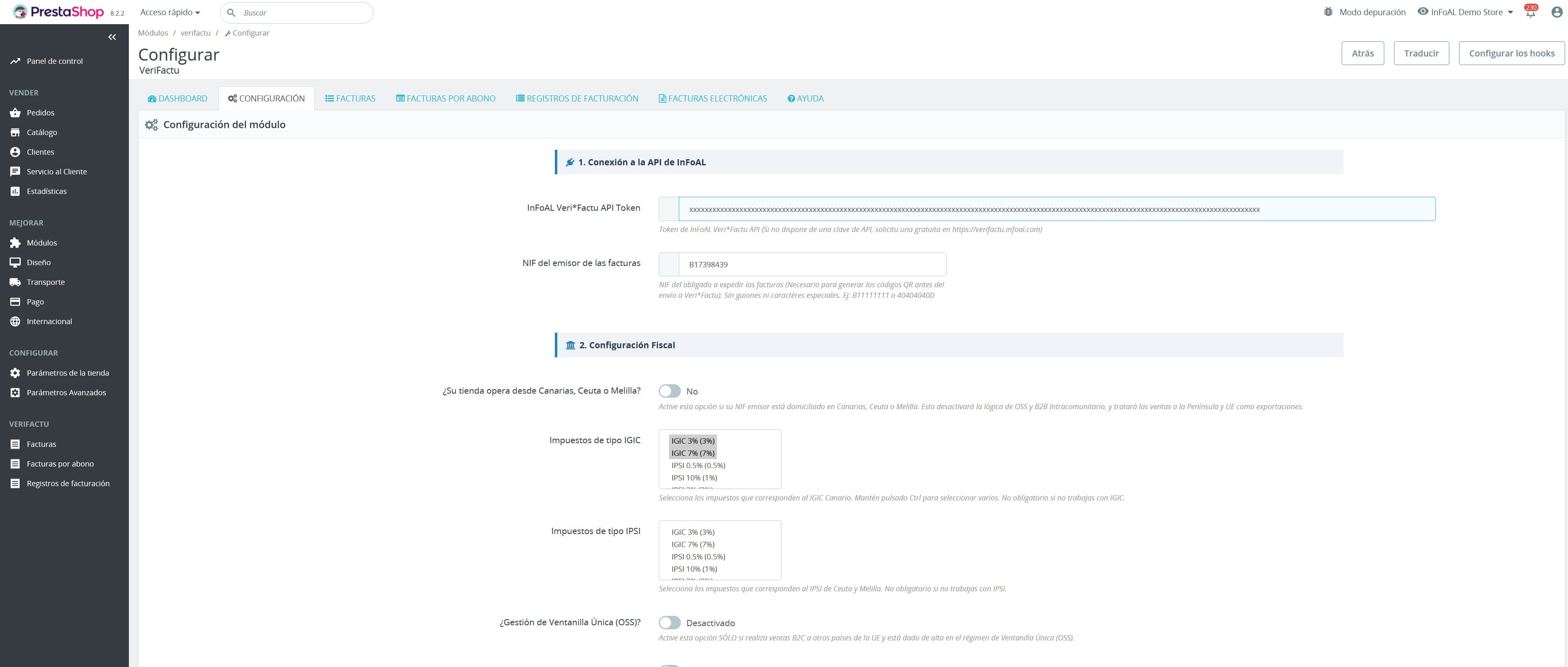 Captura del módulo VeriFactu para PrestaShop - paso 5