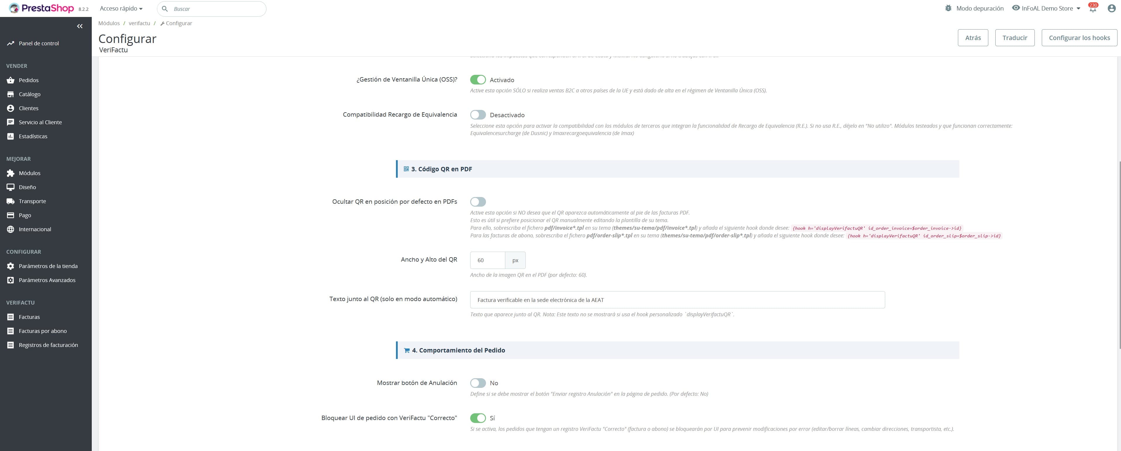 Captura del módulo VeriFactu para PrestaShop - paso 6