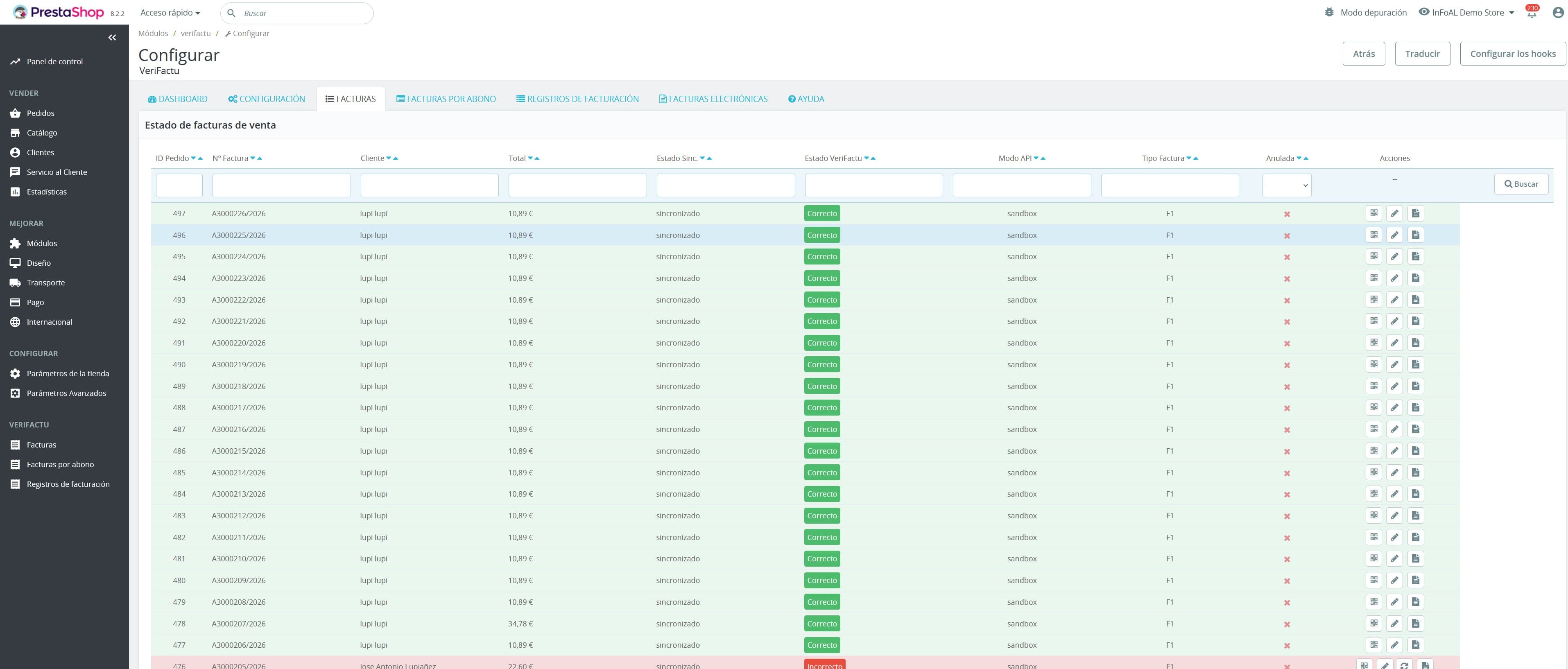 Captura del módulo VeriFactu para PrestaShop - paso 7
