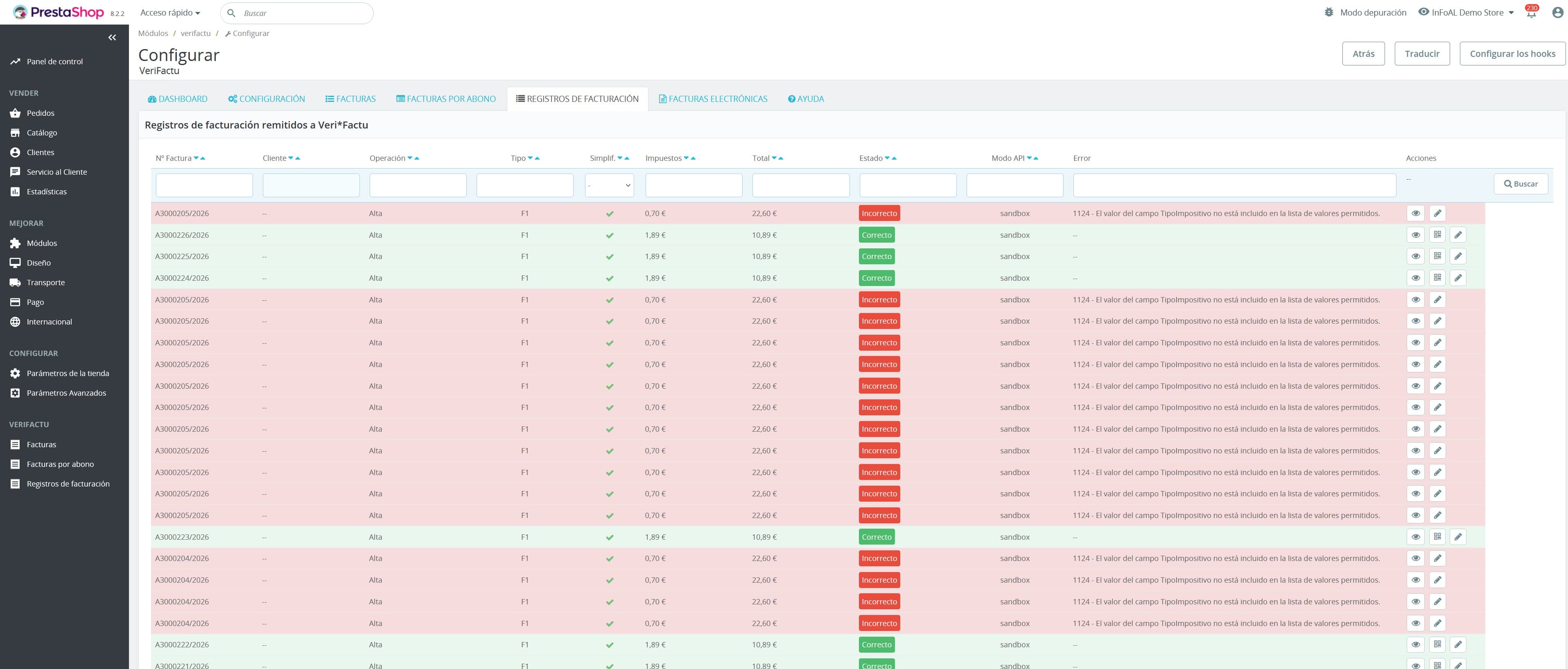 Captura del módulo VeriFactu para PrestaShop - paso 8