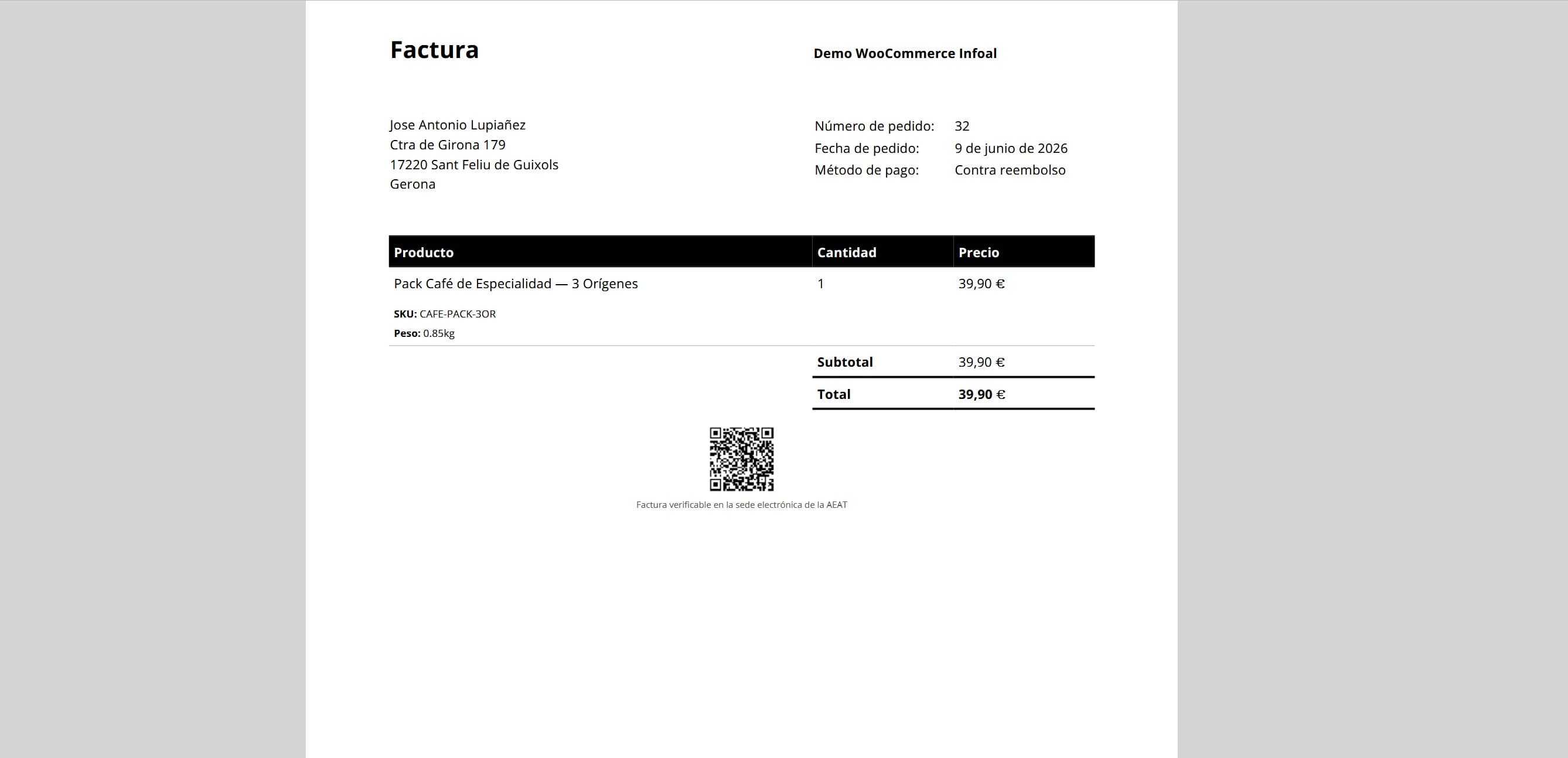 Captura del módulo VeriFactu para WooCommerce - paso 4